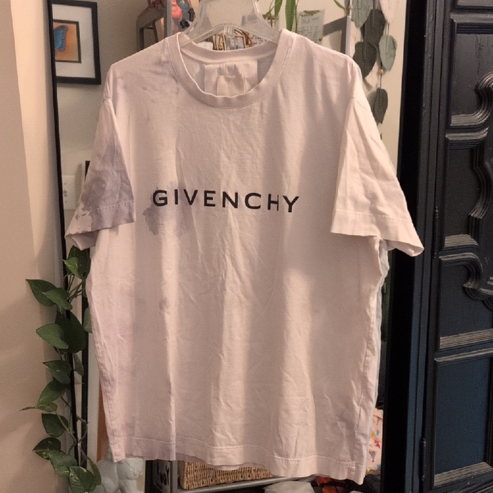 Givenchy Classic White Tee With Dye Design One Of A Kind